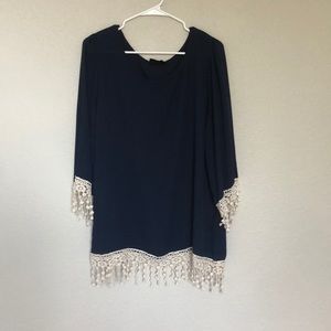 Navy blue boho blouse